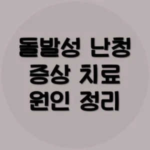 Read more about the article 돌발성 난청 증상 치료 원인 정리